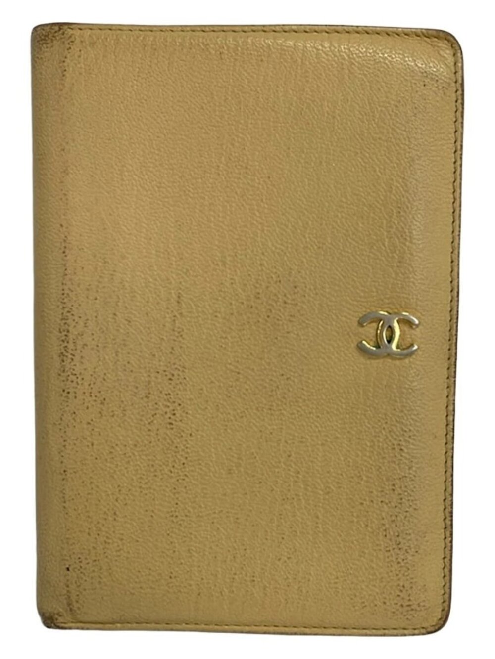 CHANEL Beige Leather Bifold Wallet